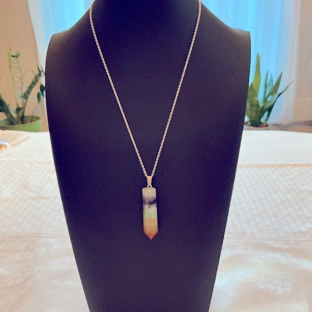 Chakra Genuine Stone Sterling Silver Pendant Necklace